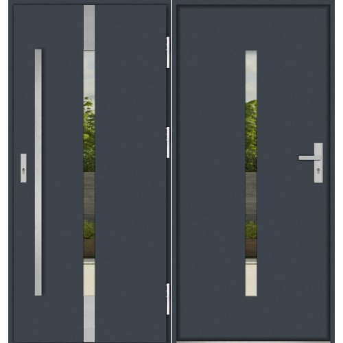 Входная дверь со стеклом серая антарцит алюминиевая MARTOM T60248AI