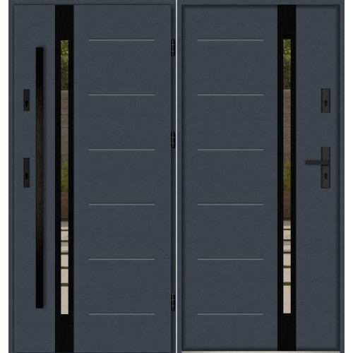 Входная дверь со стеклом REGINA T5461 Black edition уличная теплая алюминиевая коттедж терморазрыв