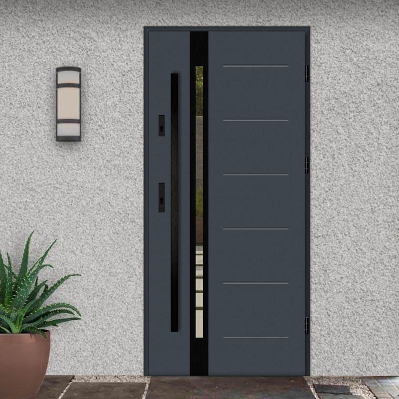 Входная дверь со стеклом REGINA T5461 Black edition уличная теплая алюминиевая коттедж терморазрыв
