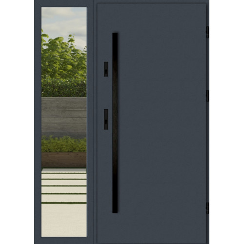 Дверь входная с боковой фрамугой PORTO TS1000 black edition алюминиевая фурнитура