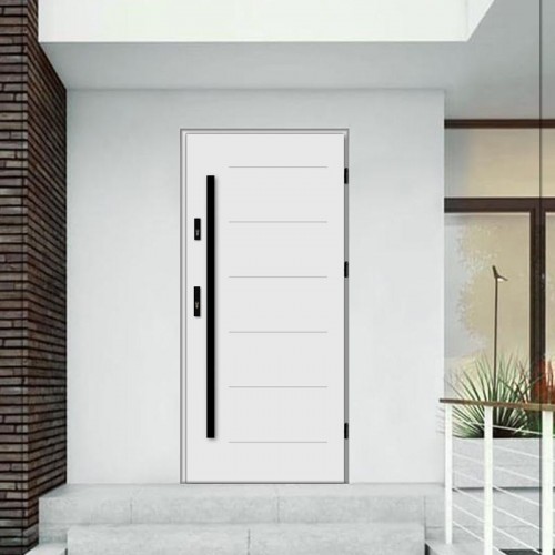 Входная уличная дверь для коттеджа LIMA D6000 финская белая окраска термодверь