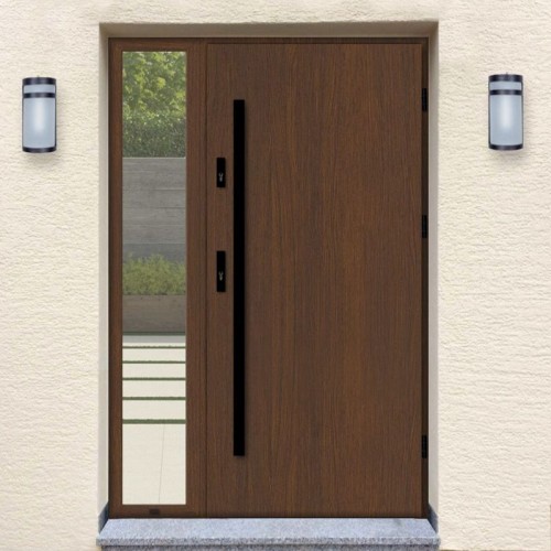 Дверь входная с боковой фрамугой PORTO TS1000 black edition алюминиевая фурнитура