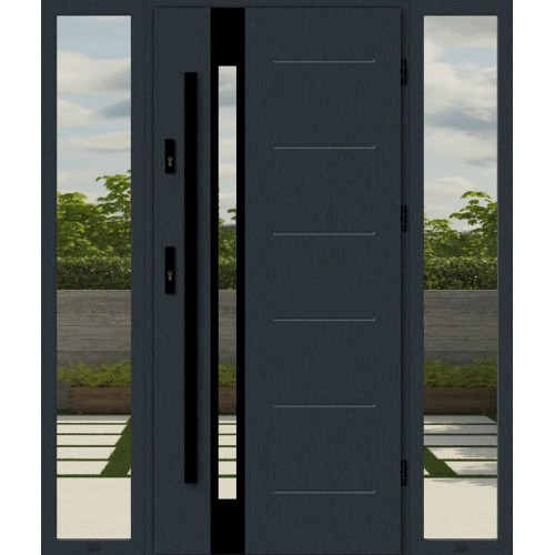 Дверь с боковыми окнами REGINA TSS5461 Black edition черная входная уличная парадная группа боковые фрамуги окна