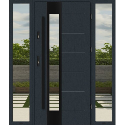 Входная двери с двумя окнами MODENA D4136 BLACK EDITION херманн теплая польская ваходная термодверь парадная группа с фрамугами