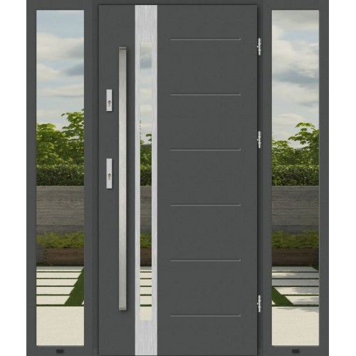 Дверь с боковыми окнами REGINA TSS4161 INOX стальной нержавеющей входная группа парадная дверь