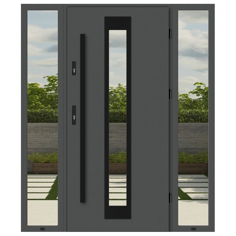 Дверь с боковыми окнами PORTO TSS1050B Уличная алюминиевая хайтек дверь с боковыми окнами вставками фармугами