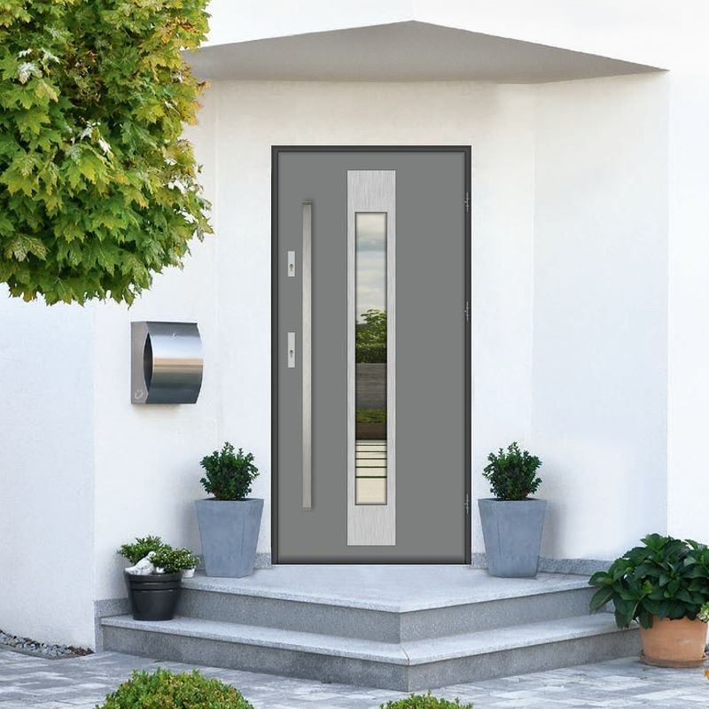 Входная дверь со стеклом PORTO T1050 алюминиевая теплая входная дверь в дом