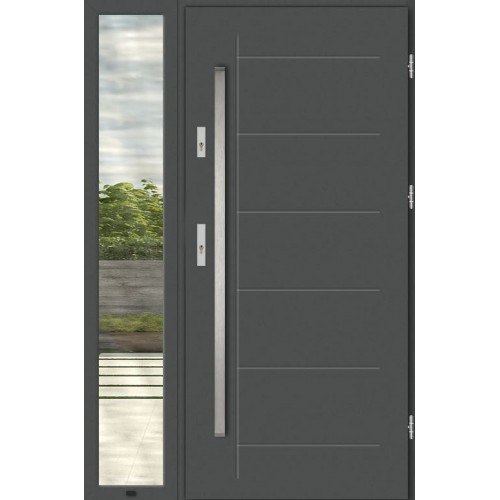 Дверь входная с боковой фрамугой MODENA TS4100 алюминиевое боковое окно серый