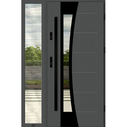Дверь входная с боковым окном MODENA TS4143AB с вертикальной ручкой и стеклом