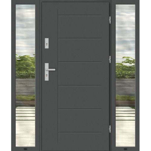 Дверь входная с двумя фрамугами MODENA TSS4100 уличная входная группа парадная с остеклением