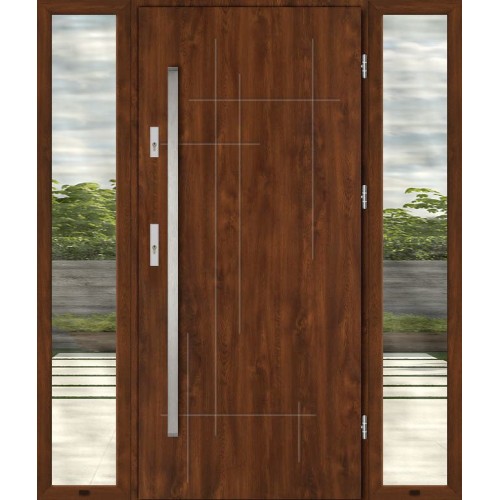 Дверь входная с двумя фрамугами SIENA TSS5800 с боковые окна вставки парадная дверь остекленные глухое полотно