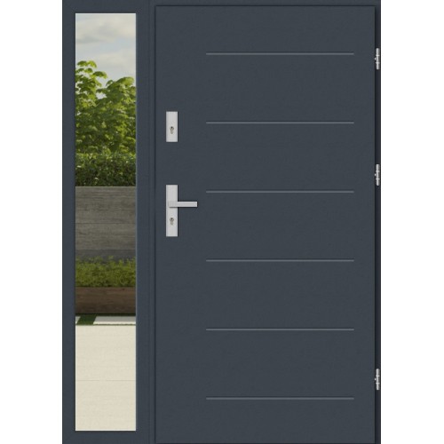 Дверь входная с боковой фрамугой серый антрацит графит темный