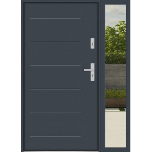 Дверь входная с боковой фрамугой серый антрацит графит темный